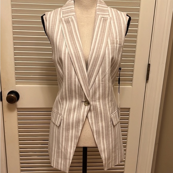 33. Calvin Klein Vest in Khaki Stripes, Size 16 - Picture 2 of 15